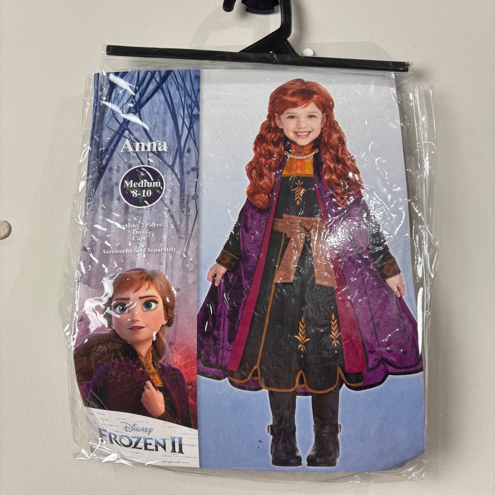 Disney Frozen II Anna Girls Medium 8-10 Costume Dress and Cape Black Halloween